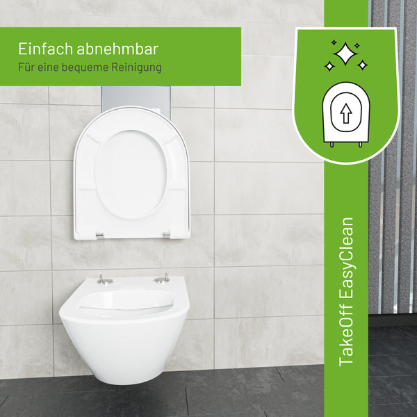 WC-Sitz D230 D-Form Weiß mit Absenkautomatik, u.a. für Duravit Starck 3